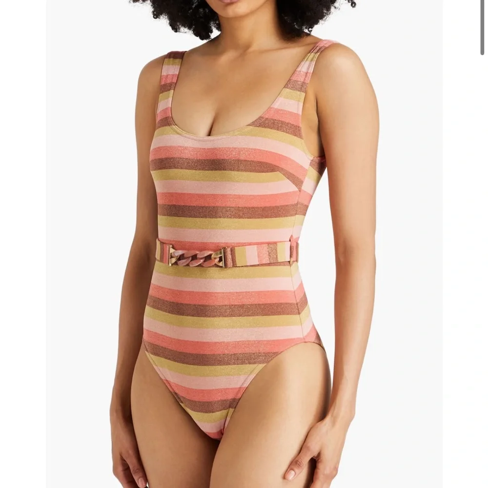 NWT✨ Zimmermann One Piece Striped Metallic Swimsuit